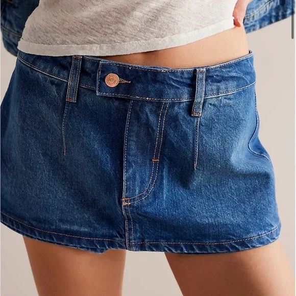 Free People Blue Denim Mini Skirt - Picture 1 of 1